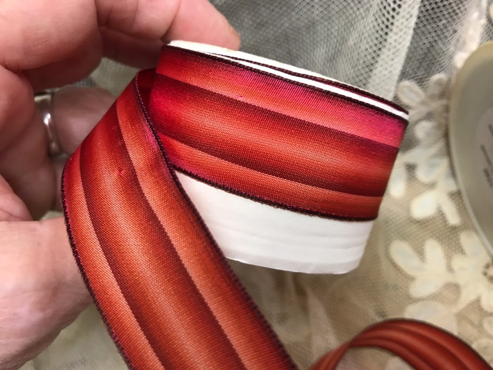 vintage 1″ french wire stripe acetate rayon ombre ribbon 1yd made in France