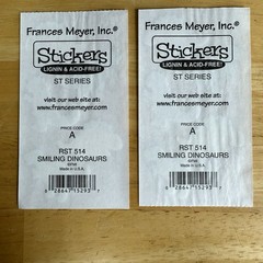 FMI Frances Meyer Inc Stickers Smiling Dinosaurs Sets 2 T-Rex Stegosaurus Read