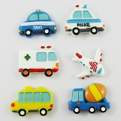 6pcs DIY Resin Transport Vehicles Cars Bus Cabochon Flat Back Scrapbooking etc
