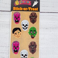 Sandylion Sticker Sheet Halloween Monsters Skeleton Zombie VTG Vintage NEW