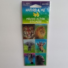 Nature & Me 1999 Lenticular Stickers Lion Tiger Elephant Giraffe Zebra Gorilla