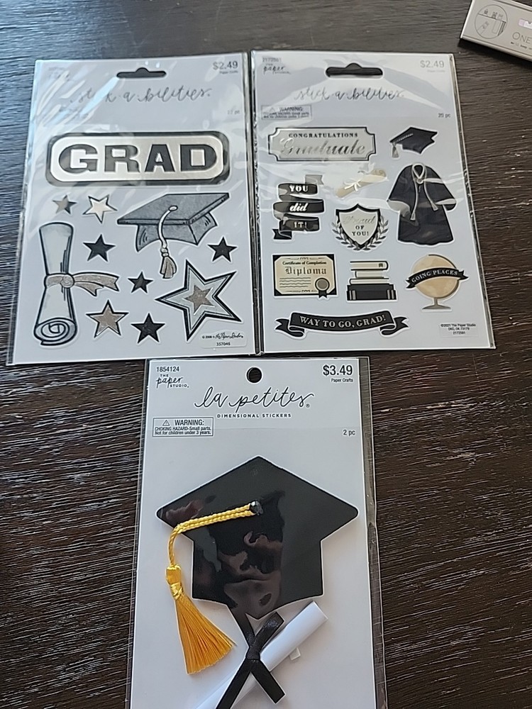 Graduation Diploma Robe Stickers New -3 Sealed From Hobby Lobby