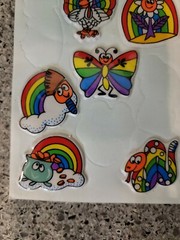 Vintage 80s Russ Puffy Stickers Rainbows Super Stick Ons Retro butterfly