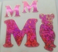 Set of 2 sheets of vintage introduct glitter stickers «M» discontinued Germany