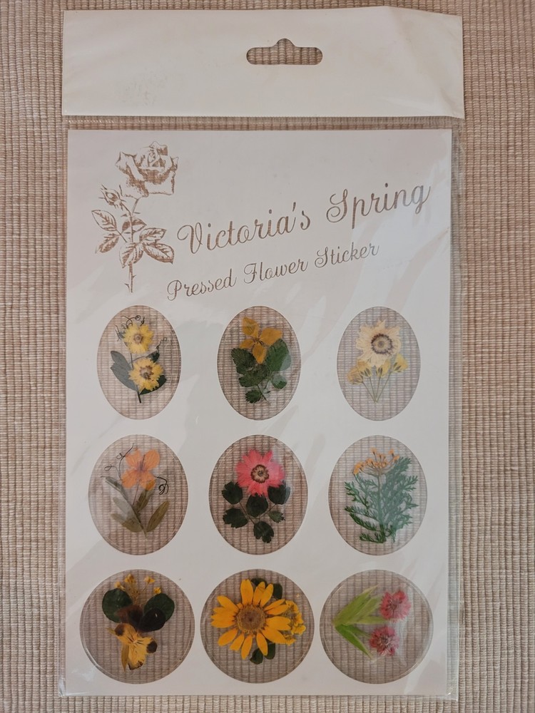 Vintage Victoria’s Spring Pressed Flower Stickers Sealed Pack 9 Real Flowers