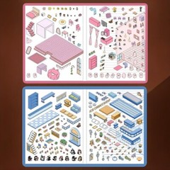 4 (3D) 7.5 X 4.7 Isometric Scene Rooms. Bunny Shop, Loft, and Hut.