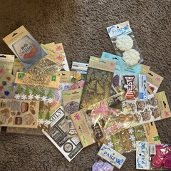 Lot Of 25 Pack Pop Up Fluffy Scrapbooking 3D Fabric Stickers Rub-On Variety