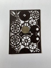 GEAR CARD PANEL Die-Cut(2pc) Steampunk•Cogs•Sprocket •Earthtone•Machine•Antique•