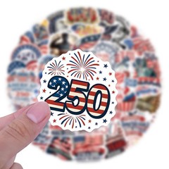 55PCS Patriotic America 250th Waterproof Vinyl Stickers for Laptop Bottle Car