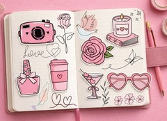 Pink Aesthetic | Cute Girly Stickers | Fashion & Beauty Sticker Set – 14 Piece