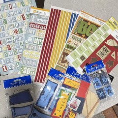 All BOY. Scrapbooking Lot – Paper, stickers and Embellishments. 40 pieces