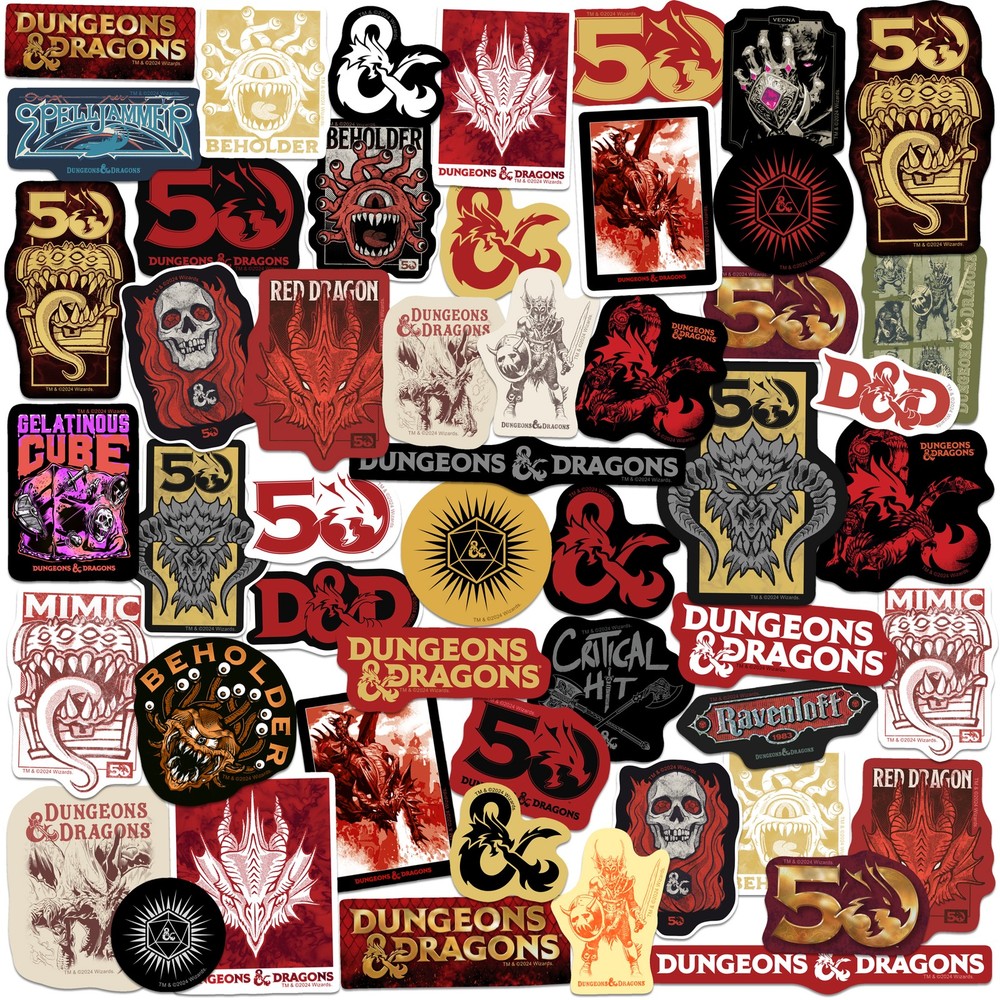 DUNGEONS AND DRAGONS YEAR OF THE DRAGON VARIETY DIE CUT VINYL 50 CT STICKER PACK