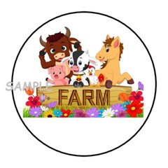 30 FARM ENVELOPE SEALS LABELS STICKERS 1.5″ ROUND BARN ANIMALS PARTY FAVORS