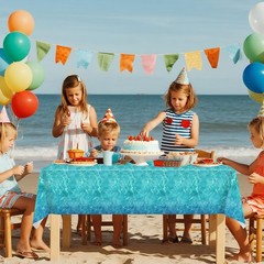 3Pcs Ocean Waves Plastic Tablecloth, 54 x 108 Inch Water Print Table Cover, D…