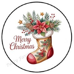 MERRY CHRISTMAS STOCKING ENVELOPE SEALS LABELS STICKERS PARTY FAVORS