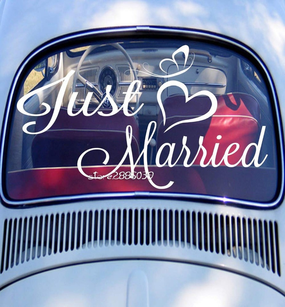 Just Married Wedding Decoration Vinyl Wedding Stickers Waterproof Honeymoon D…