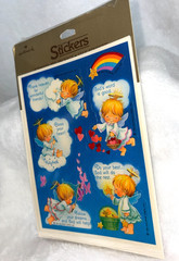 New Vintage 1984 Hallmark Angel Rainbow Clouds Hearts Religious Phrases Stickers