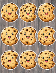 Cartoon Chocolate Chip Cookie Vinyl Stickers Scrapbooking Laptop Waterbottle