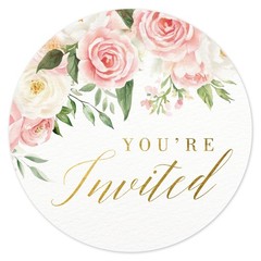 Pink Floral You’re Invited Stickers 108pcs