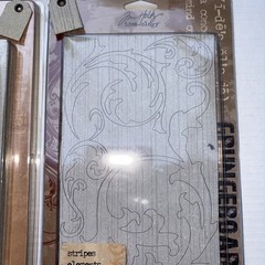 Tim Holtz Grunge Board Variety Pack Alphabet Harlequin Stripes Lot Of 4