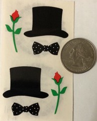 FORMAL Stickers(6pc) Mrs.Grossman’s•Blk Top Hat•Roses•Tie•Wedding•Prom•Groom•