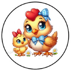 CHICKEN WITH CHICK ENVELOPE SEALS LABELS STICKERS PARTY FAVORS
