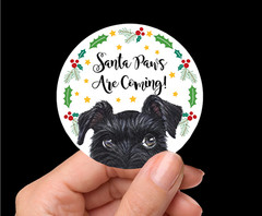 Schnauzer Santa Hat Christmas Stickers
