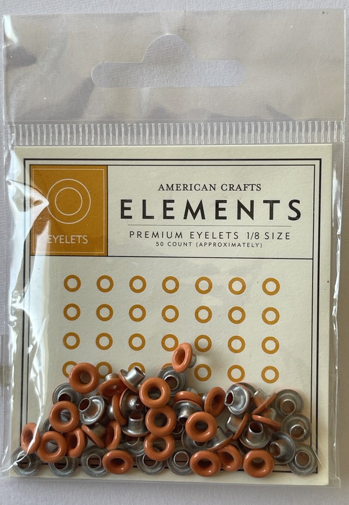 ORANGE 1/8”ALUMINUM ROUND EYELET(50pcs)American Crafts •Card making•Scrapbooking