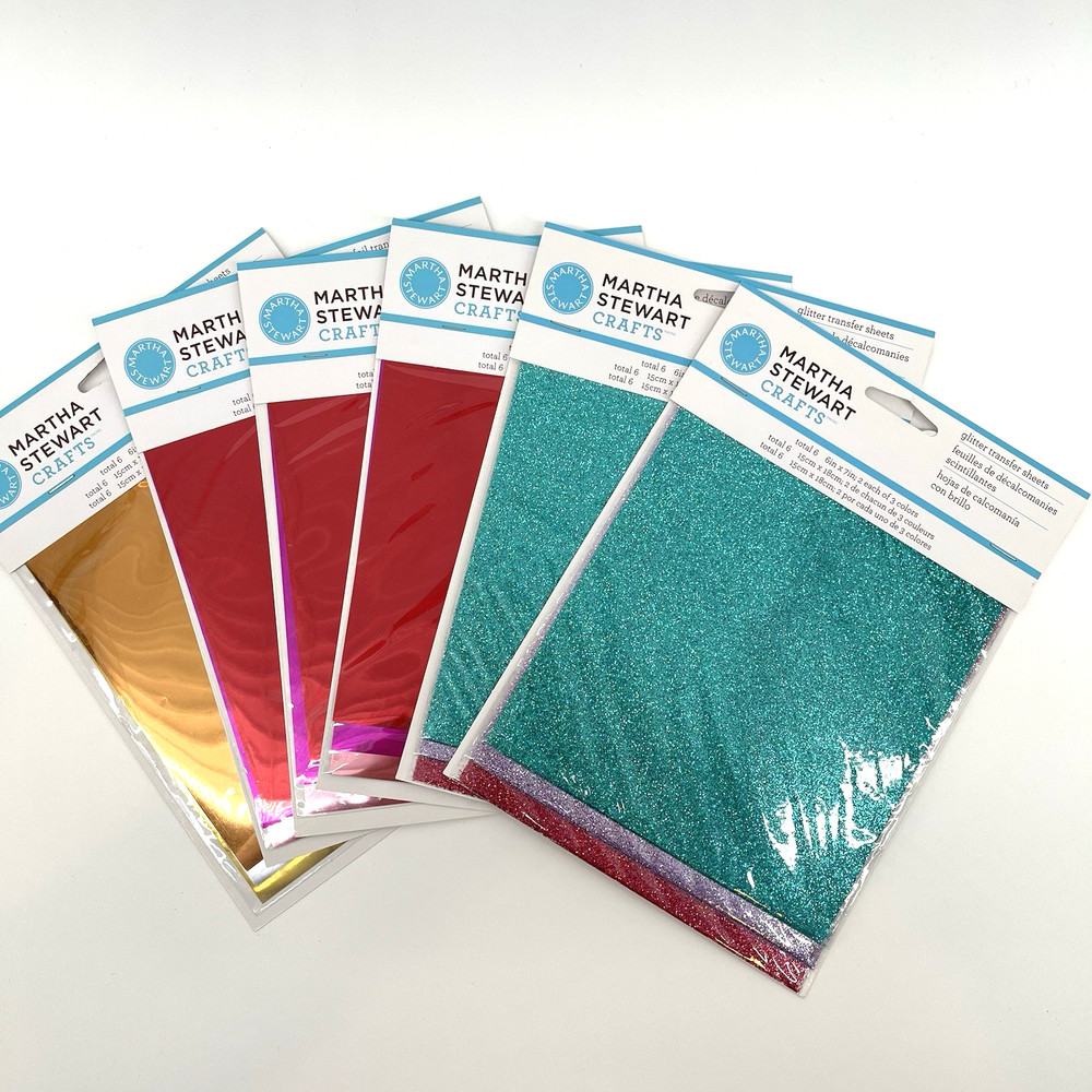 Martha Stewart Foil & Glitter Transfer Sheets 6 Sets Metallic Tropical Gemstone