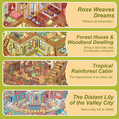 4 Oversized 3D DIY Stickers, Waterproof Quiet Book with Forests Decorating Mobil
