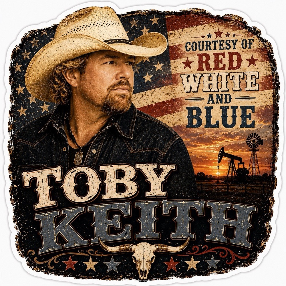 Toby Keith Sticker/Country/Country Music/Courtesy Of The Red White And Blue