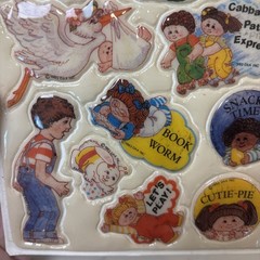 VTG 1980s Cabbage Patch Kids Puffy Stickers Sheet + 4 separate Multicolor Dolls