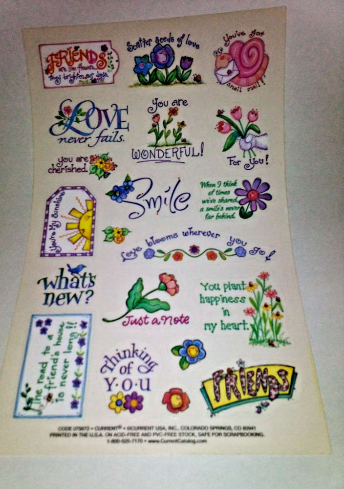 Current Sticker Sheet Flowers Friends Love #079872 Scrapbooking