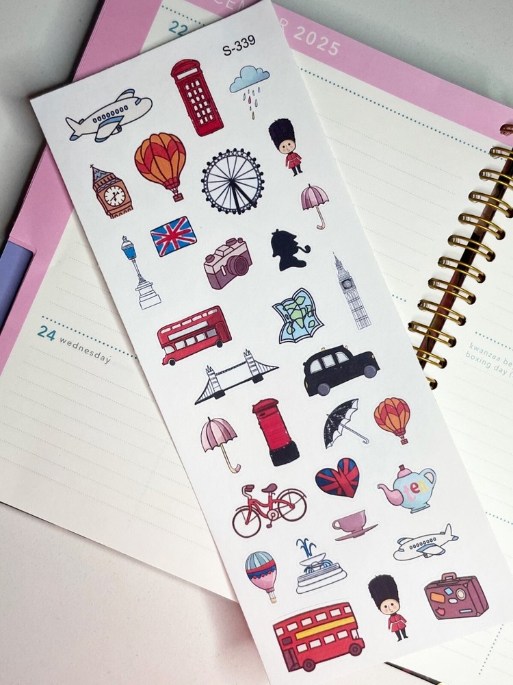 London, Travel, Trip, Holiday, Vacation:Handmake Erin Condren Planner Sticker