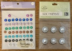 Scrapbooking Stickers/Brads: Faux Eyelets, Lg Flower Brads & Sentiment Stickers
