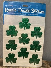Hallmark Razzle Dazzle Stickers St Patricks Day 4 Leaf Clover Glitter 1 Sheet