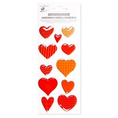 Stickers 3D Little Birdie Resin Tangerine Hearts Patterns Various Sizes Shapes
