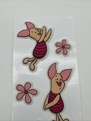 Vintage Disney Puffy Fuzzy Sticker – Piglet From Winnie the Pooh – 1 Strip – NOP