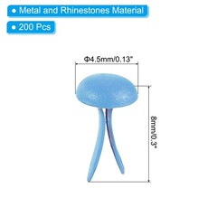 200 Pcs Paper Fasteners Mini Metal Fastener Sky Blue 0.3″x0.18″