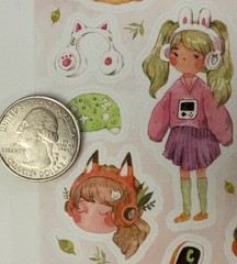 QIARA TEOR DRAWING Stickers (20+pc)Watercolor•Girl•Phone •Headphone•Card Making•