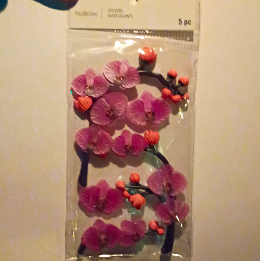 Recollections Stickers Autocollants 3D Orchid Stickers Pink Purple 5pc
