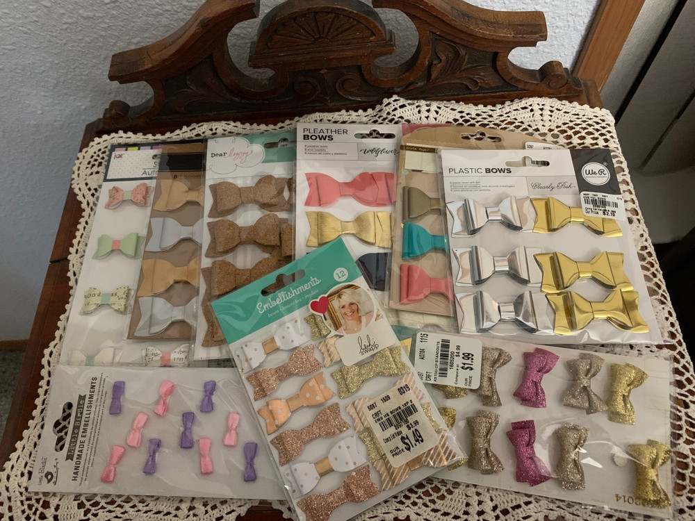 Lot of 9 NIP Bows for Card Making Scrapbooking Crafts Various Brands Sizes