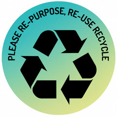 Eco-Friendly Packaging LABELS | «Re-Purpose, Re-Use, Recycle» Gradient Sticker |