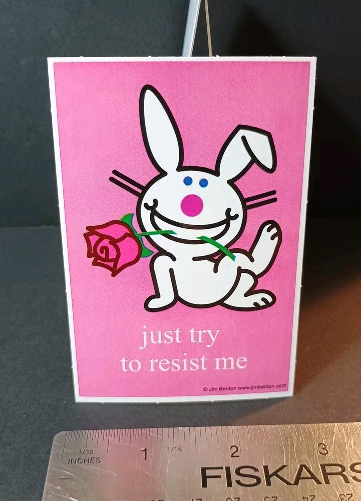 Jim Benton Happy Bunny Humor Vending Machine Sticker Vintage Series 7 RARE