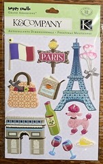 K&COMPANY Happy Trails Travel To Paris Purse Wine Tower Poodle Flag Vacation Pie