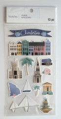 Recollections Stickers CHARLESTON SC Travel Rainbow Row Beach Palm Tree Vacation