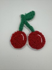 2 Pack Cherry Lips Chenille Fuzzy Patches 2” Self Adhesive Stickers