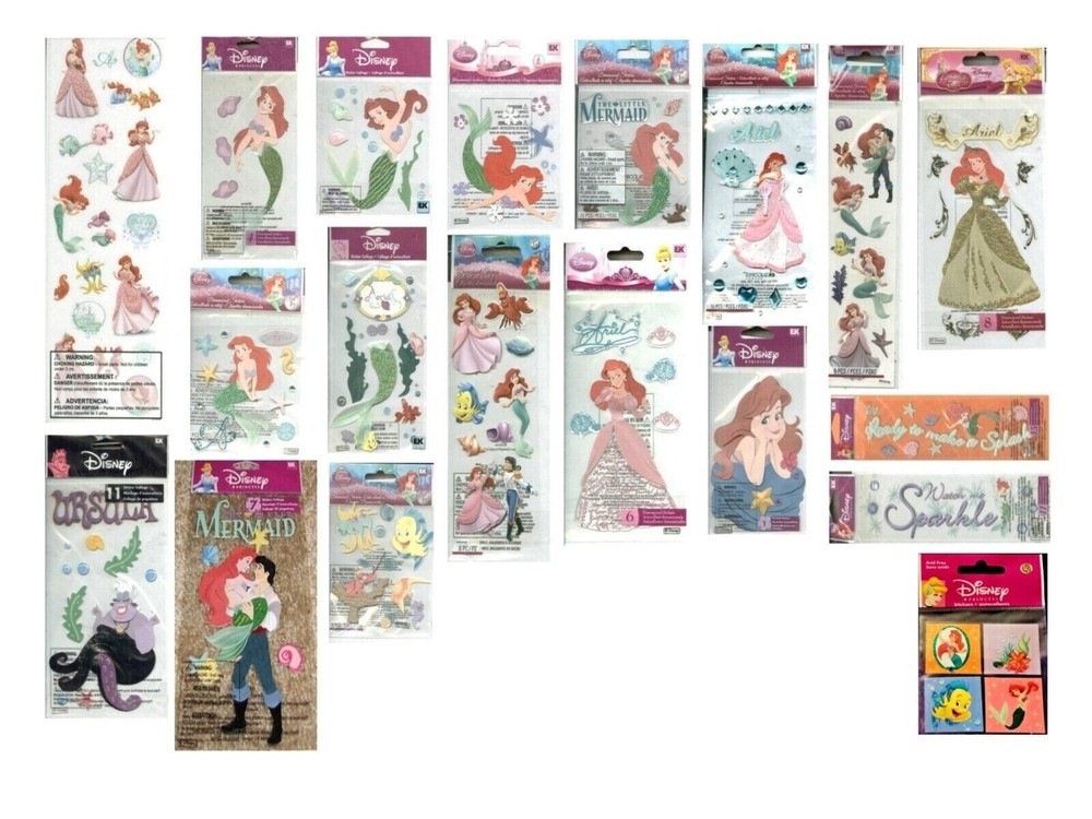 DISNEY PRINCESS Ariel Little Mermaid Sea Ocean Ursula Sebastian Stickers U PICK