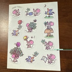 Vintage HALLMARK 80’s 70’s * 1979 * ! STICKERS Adorable Mice Birds Sheet