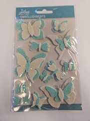 Butterflies Dimensional Scrapbooking Stickers Jolee’s White Blue Burlap 12 Piece